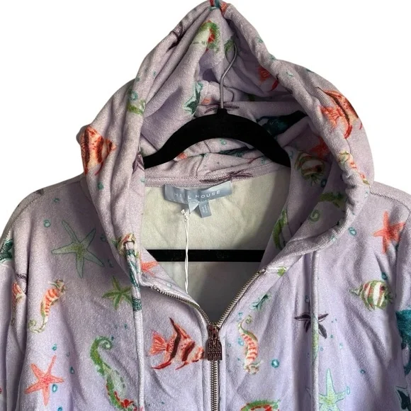 HILL HOUSE The Allie Zip Up Purple Sea Creatures Hoodie Jacket NWT - Picture 3 of 11